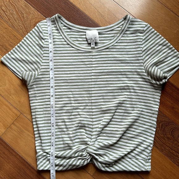 Mink Pink Striped Cropped Tee with Twist Detail, size Medium - Picture 8 of 10